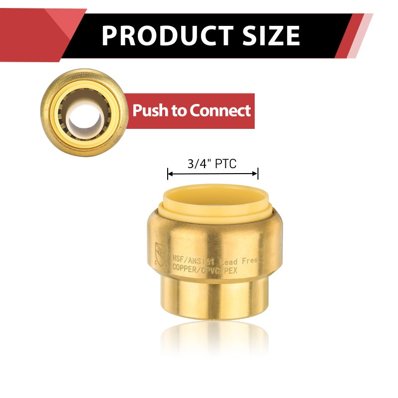 EFIELD (Pack of 2) EFIELD 3/4 Inch Plug End Cap Push-Fit Fitting to Connect Pex, Copper, CPVC With A Disconnect Clip-2 Pieces,(PF098) - Image 2